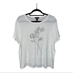Publik Floral Graphic Tee - White Black - Size 2X